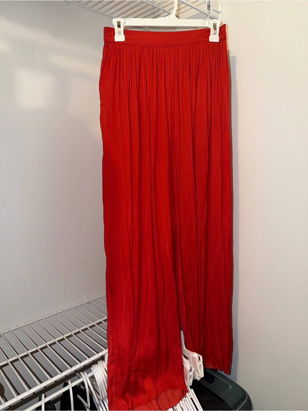 Zara Red Pleated Wide Leg Pants